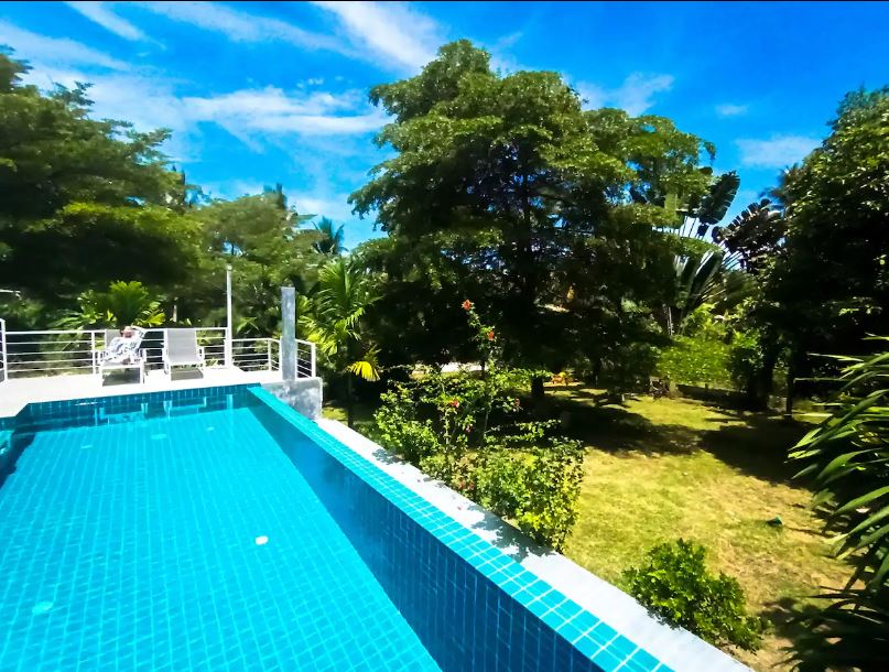 Poolblick auf den Garten